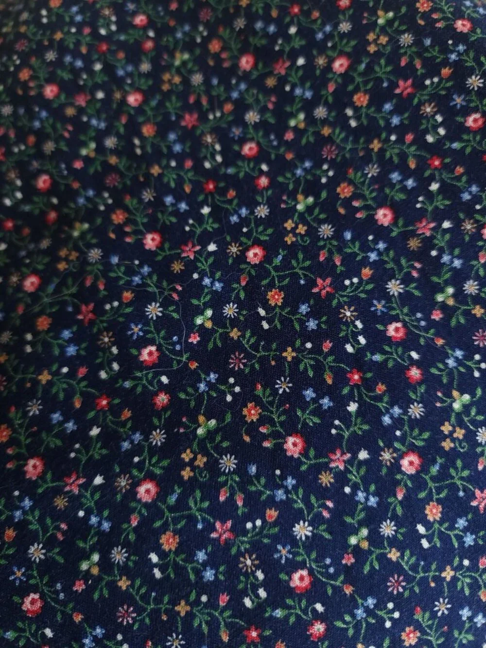 Vintage 1980s Blue Floral Calico Print Fabric, 4.5 Yards Cranston Print Works VI